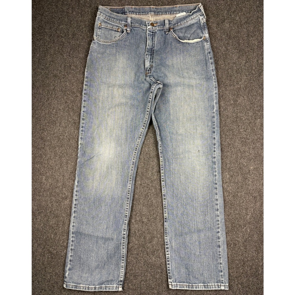 Wrangler Relaxed Fit Light Wash Jeans Mens 34x32 Blue Denim 9TRLABI Fits 30x30